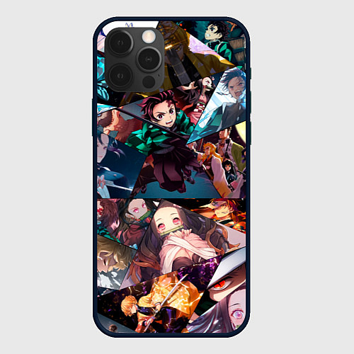 Чехол iPhone 12 Pro Kimetsu no aiba Все персонажи / 3D-Черный – фото 1