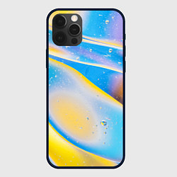 Чехол iPhone 12 Pro Градиент Жёлто-Голубая Абстракция