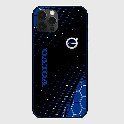 Чехол iPhone 12 Pro Volvo - Вольво Sport соты / 3D-Черный – фото 1