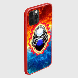 Чехол для iPhone 12 Pro Космонавт в огне над планетой, цвет: 3D-красный — фото 2