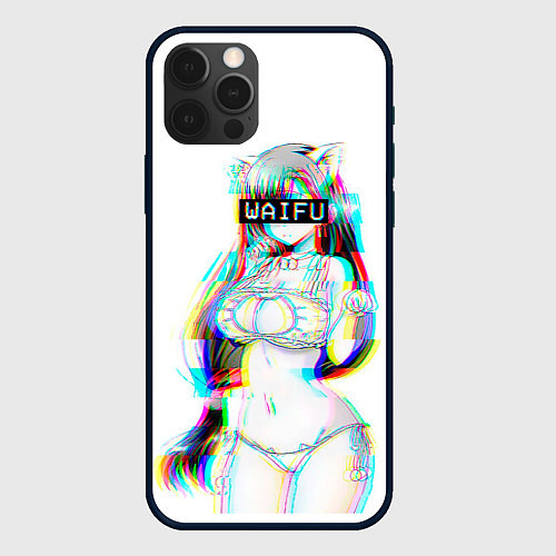 Чехол iPhone 12 Pro Кошкодевочка Waifu / 3D-Черный – фото 1