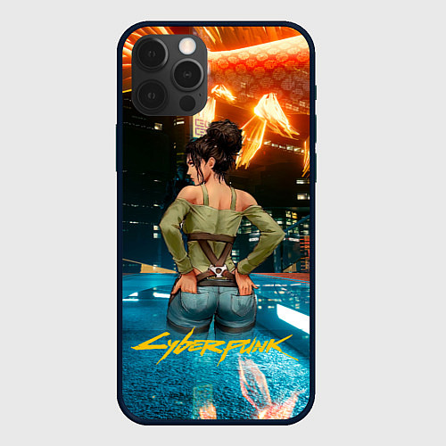 Чехол iPhone 12 Pro Panam сзади Cyberpunk2077 / 3D-Черный – фото 1