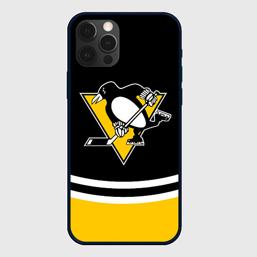 Чехол iPhone 12 Pro Pittsburgh Penguins Питтсбург Пингвинз / 3D-Черный – фото 1