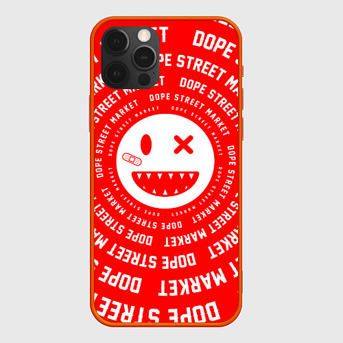 Чехол iPhone 12 Pro Счастливый Смайлик Red Dope Street Market / 3D-Красный – фото 1