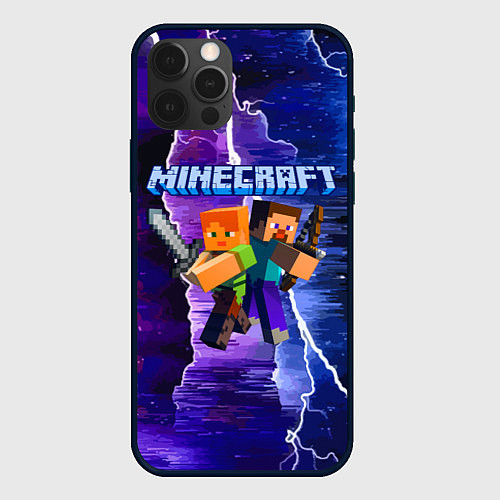 Чехол iPhone 12 Pro Minecraft Neon / 3D-Черный – фото 1