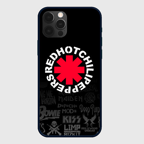 Чехол iPhone 12 Pro Red Hot Chili Peppers Логотипы рок групп / 3D-Черный – фото 1