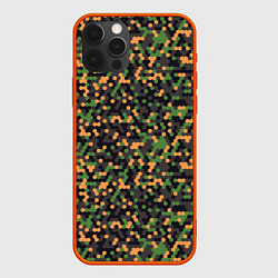 Чехол для iPhone 12 Pro Абстрактный геометрический оранжевый черный и зеле, цвет: 3D-красный
