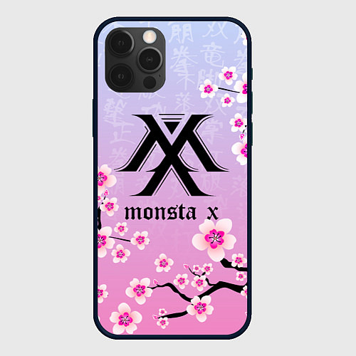 Чехол iPhone 12 Pro MONSTA X САКУРА ЦВЕТЫ / 3D-Черный – фото 1