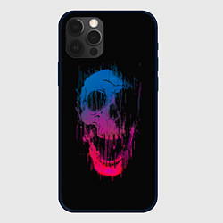 Чехол для iPhone 12 Pro Череп Неоновый градиент, цвет: 3D-черный
