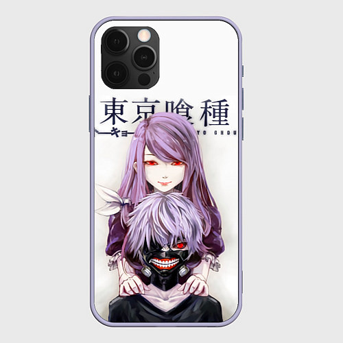 Чехол iPhone 12 Pro Канеки и Ризе Tokyo ghoul / 3D-Светло-сиреневый – фото 1