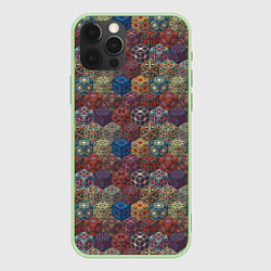 Чехол для iPhone 12 Pro Разноцветные Кубические Узоры, цвет: 3D-салатовый