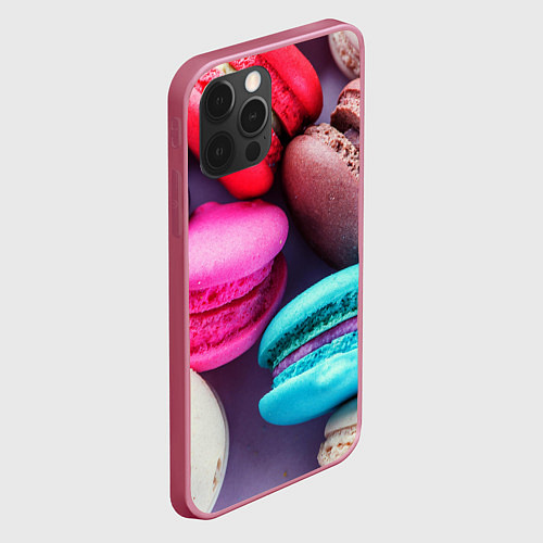 Чехол iPhone 12 Pro Colorful Macaroons / 3D-Малиновый – фото 2
