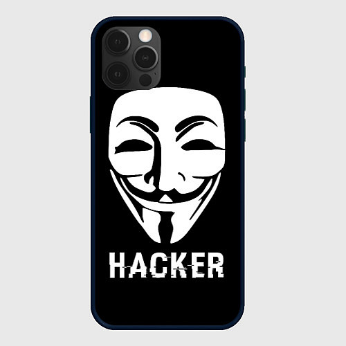 Чехол iPhone 12 Pro HACKER Маска V / 3D-Черный – фото 1