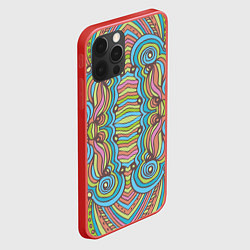 Чехол для iPhone 12 Pro Абстрактный разноцветный узор Линии, волны, полосы, цвет: 3D-красный — фото 2