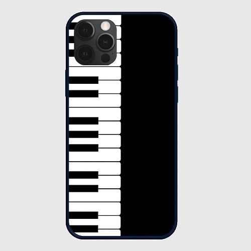 Чехол iPhone 12 Pro Черно-Белое Пианино Piano / 3D-Черный – фото 1