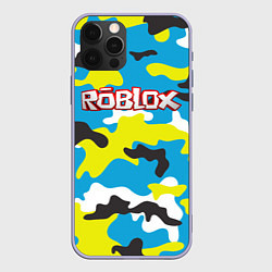 Чехол iPhone 12 Pro Roblox Камуфляж Небесно-Синий