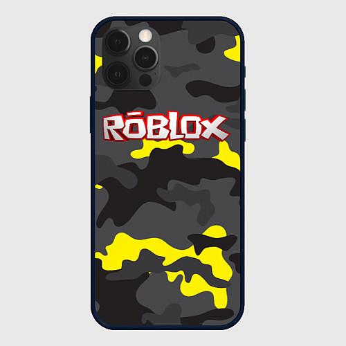 Чехол iPhone 12 Pro Roblox Камуфляж Жёлто-Серый / 3D-Черный – фото 1
