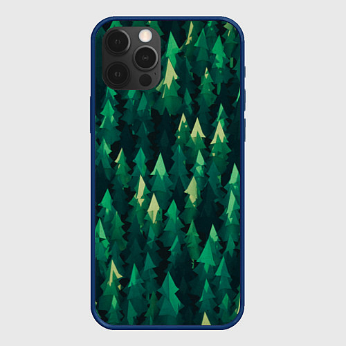 Чехол iPhone 12 Pro Еловый лес spruce forest / 3D-Тёмно-синий – фото 1