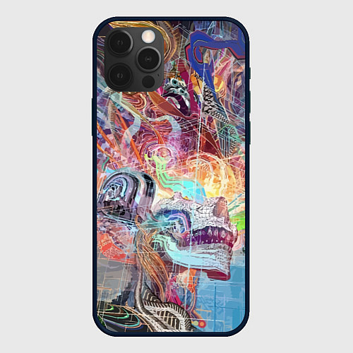 Чехол iPhone 12 Pro Cyber skull Vanguard pattern / 3D-Черный – фото 1