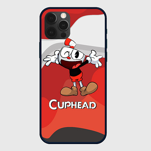 Чехол iPhone 12 Pro Cuphead веселая красная чашечка / 3D-Черный – фото 1