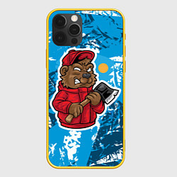 Чехол для iPhone 12 Pro Медведь дровосек, цвет: 3D-желтый