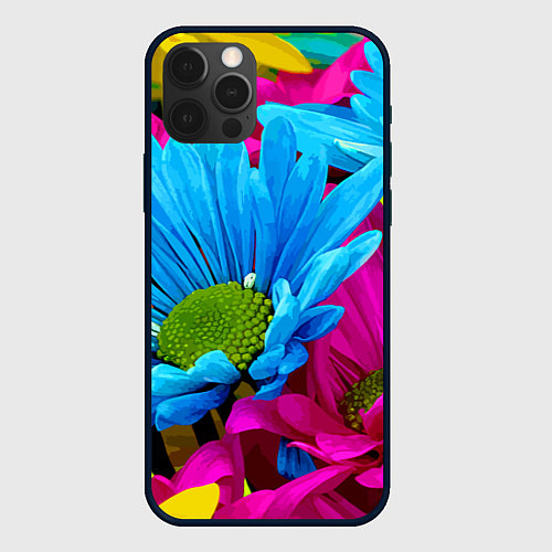 Чехол iPhone 12 Pro Ромашки Pattern / 3D-Черный – фото 1