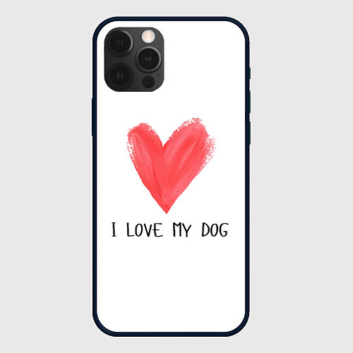 Чехол iPhone 12 Pro Я люблю мою собаку / 3D-Черный – фото 1