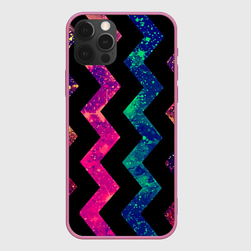 Чехол iPhone 12 Pro Геометрический паттерн Neon / 3D-Малиновый – фото 1