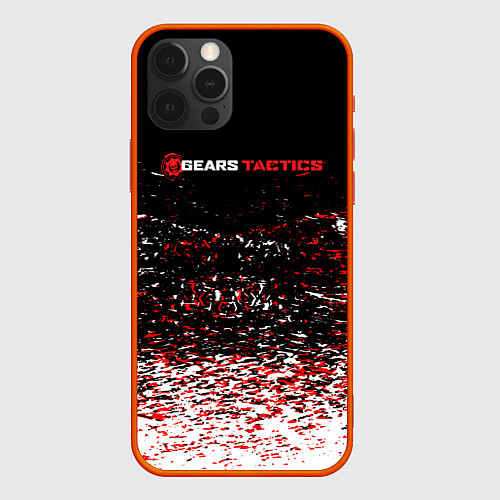 Чехол iPhone 12 Pro Gears tactics белые красные брызги / 3D-Красный – фото 1