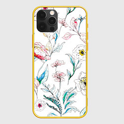 Чехол iPhone 12 Pro Цветы Нарисованные