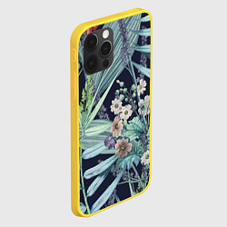 Чехол для iPhone 12 Pro Цветы Синие Ботанические, цвет: 3D-желтый — фото 2