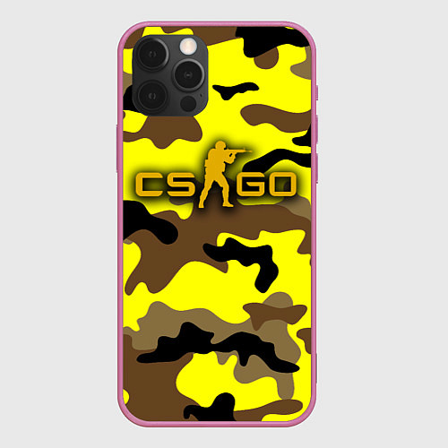 Чехол iPhone 12 Pro Counter-Strike Камуфляж Жёлто-Коричневый / 3D-Малиновый – фото 1