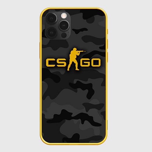 Чехол iPhone 12 Pro Counter-Strike Камуфляж Тёмные Воды / 3D-Желтый – фото 1