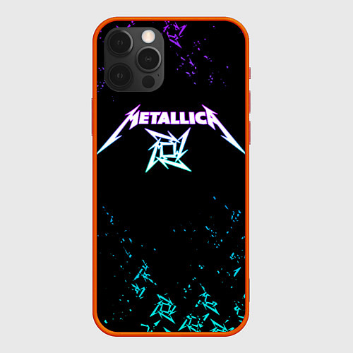 Чехол iPhone 12 Pro Metallica металлика neon / 3D-Красный – фото 1