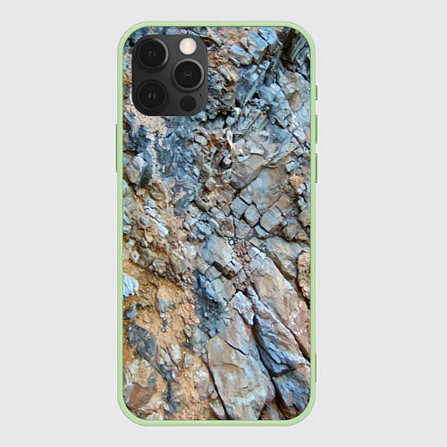 Чехол iPhone 12 Pro Скала Текстура / 3D-Салатовый – фото 1