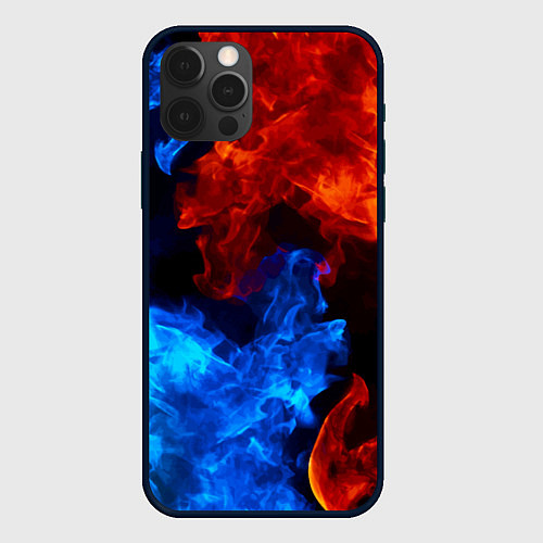Чехол iPhone 12 Pro Огонь - Вода Инь - Янь / 3D-Черный – фото 1