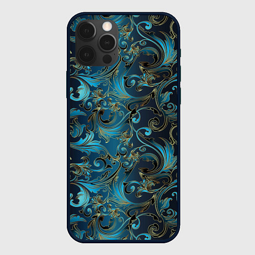 Чехол iPhone 12 Pro Blue Abstract Узоры / 3D-Черный – фото 1