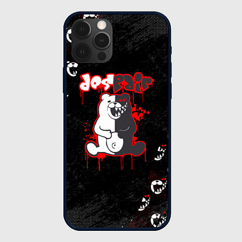 Чехол iPhone 12 Pro Monokuma Паттерн / 3D-Черный – фото 1