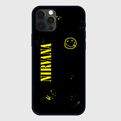 Чехол для iPhone 12 Pro Nirvana паттерн смайлы, цвет: 3D-черный