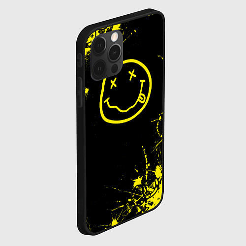 Чехол iPhone 12 Pro Nirvana texture смайл / 3D-Черный – фото 2