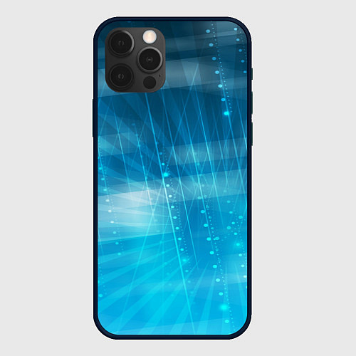 Чехол iPhone 12 Pro Линии на голубом фоне / 3D-Черный – фото 1