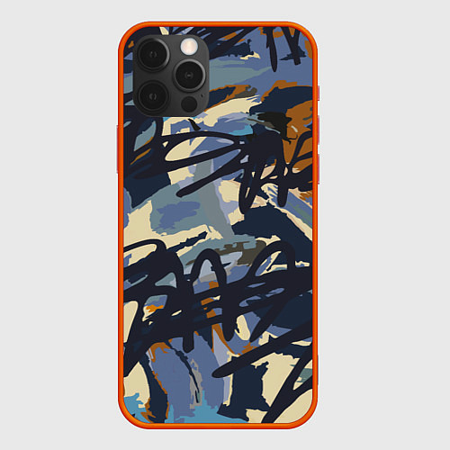 Чехол iPhone 12 Pro Abstract drawing in blue / 3D-Красный – фото 1