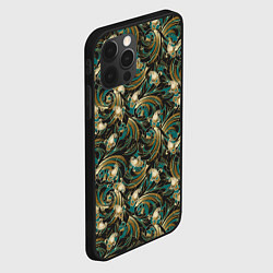 Чехол для iPhone 12 Pro Абстрактные зеленые листья, цвет: 3D-черный — фото 2