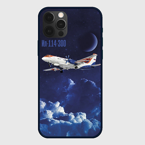 Чехол iPhone 12 Pro Пассажирский самолет Ил-114-300 / 3D-Черный – фото 1