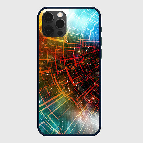 Чехол iPhone 12 Pro Portal - Neon Space - туннель из энергетических па / 3D-Черный – фото 1