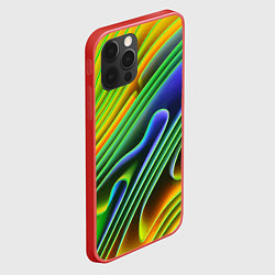 Чехол для iPhone 12 Pro Цветные неоновые полосы Абстракция Color neon patt, цвет: 3D-красный — фото 2