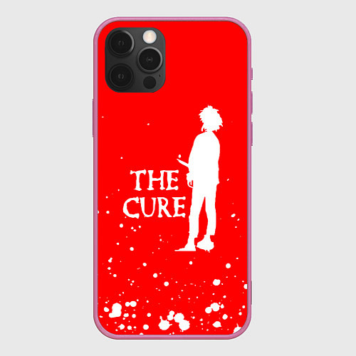 Чехол iPhone 12 Pro The cure белые брызги / 3D-Малиновый – фото 1