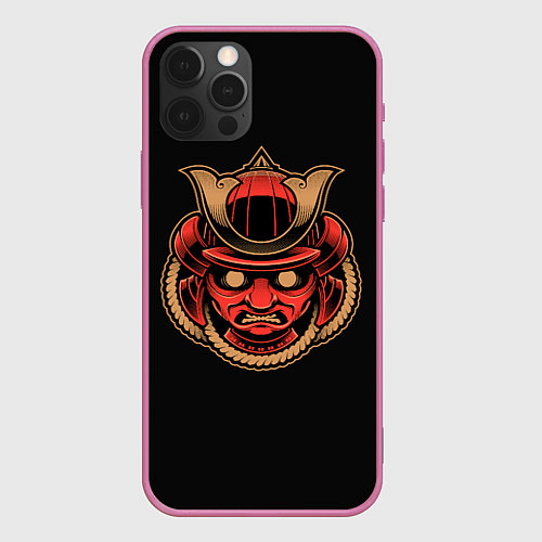 Чехол iPhone 12 Pro Чиби Демон Самурай / 3D-Малиновый – фото 1