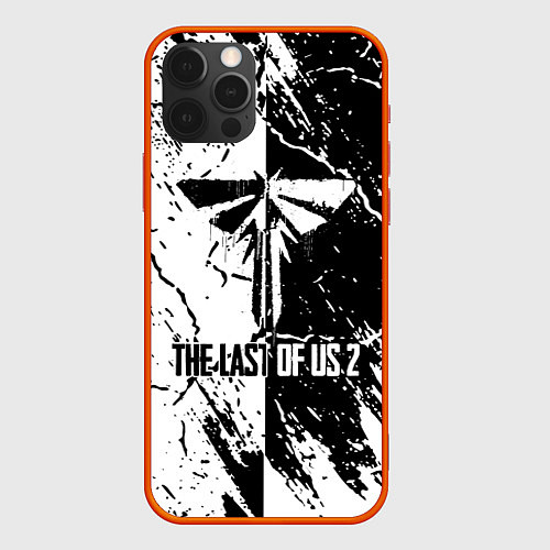 Чехол iPhone 12 Pro The last of us 2 - ЧЁРНО БЕЛЫЙ / 3D-Красный – фото 1