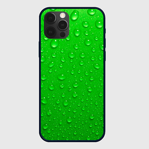 Чехол iPhone 12 Pro Зеленый фон с росой / 3D-Черный – фото 1